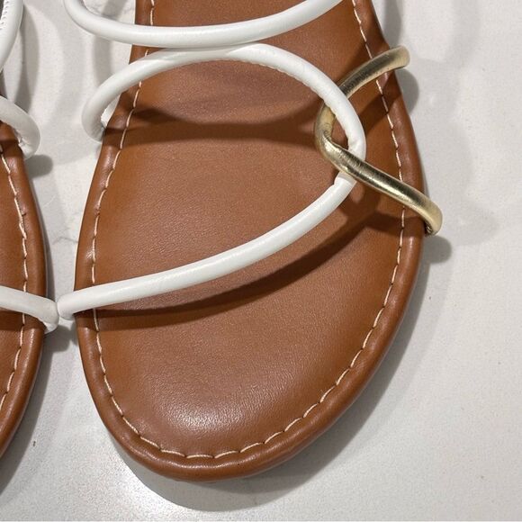 Shade & Shore | Women’s White and Gold Flat Summer Sandals Size 8 - Picture 3 of 8